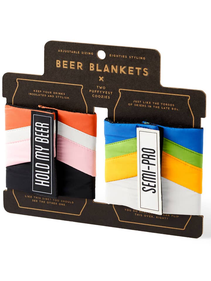 Brass Monkey Hold My Beer Puffyvest Coozie Set for wholesale by Chronicle Books