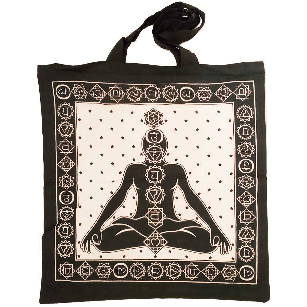 Wild Lotus – Großhandel Tragetasche – Damen – Seven Chakras Avatar Meditations-Canvas-Shopper mit Batikdruck2