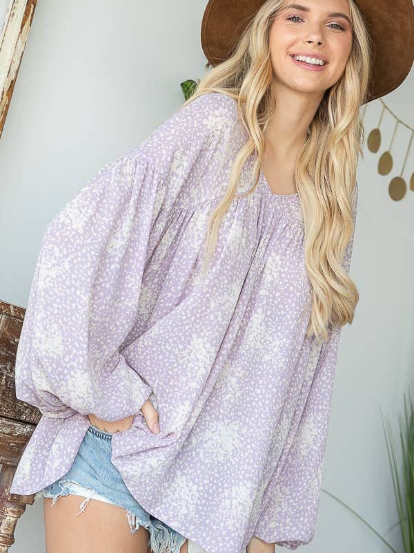 LAVANDA T1042H OUTLET SALDI Top a Maniche Lunghe con Dettagli a Sbuffo in vendita all'ingrosso su Faire4