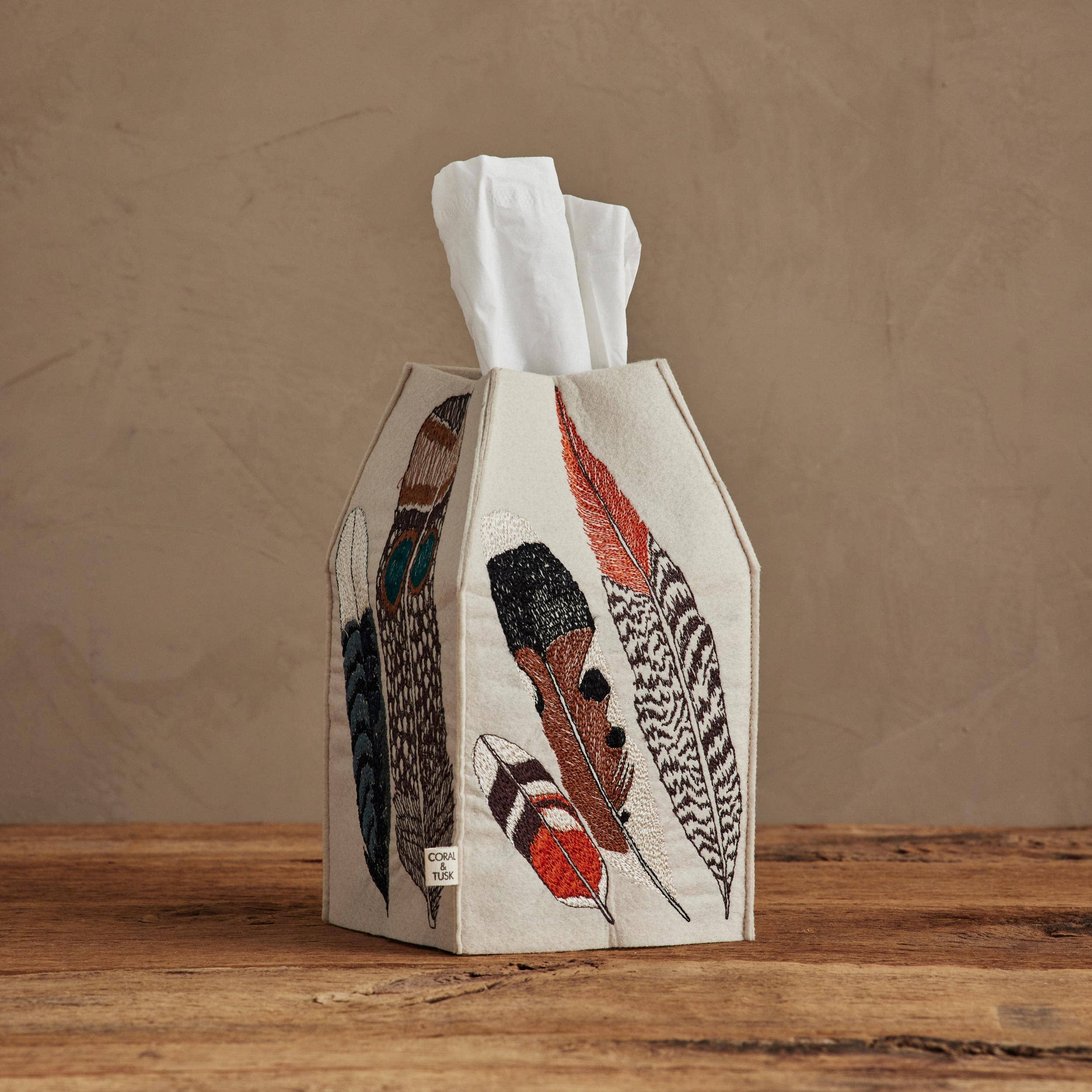 Coral & Tusk – wholesale Näsdukslåda – Fjädrar Tissue Box Cover0