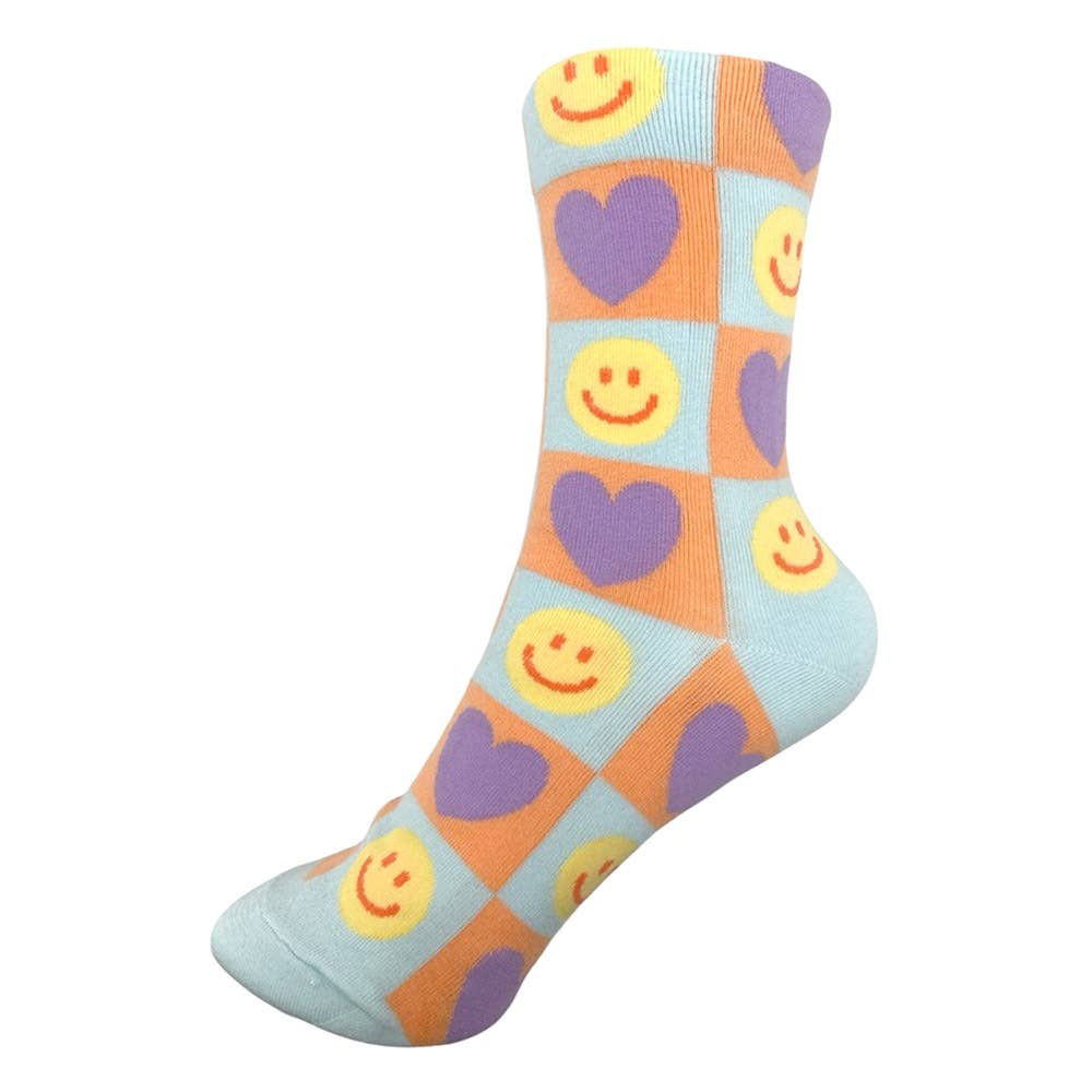 Sensibling Corp. - Wholesale Socks - Women's - 10Pairs - Smile Face Heart Pattern Printed Socks5