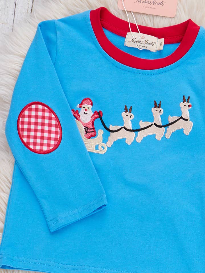 Marie Nicole Clothing - Wholesale Top & Pant Set - Kids - Reindeer Night Christmas Embroidered Outfit1