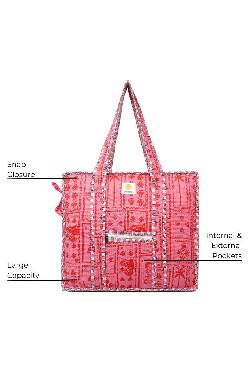 Hi Handmade - Wholesale Tote bag – Women's - Cotton Tote Bag With Zip - Pink Suits4