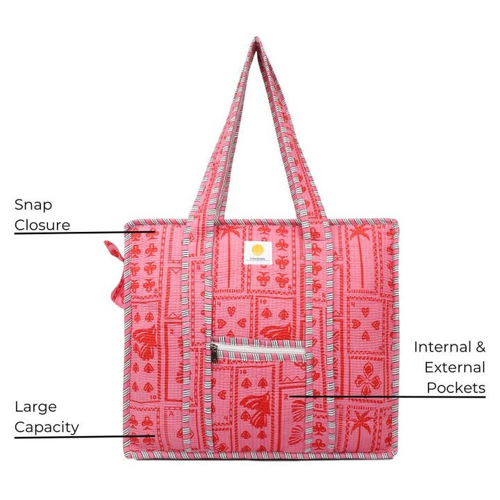 Hi Handmade - Wholesale Tote bag – Women's - Cotton Tote Bag With Zip - Pink Suits4