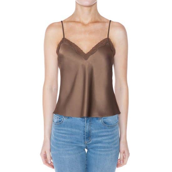 Pinkbloom - Wholesale Camisole - Women's - SATIN CAMI TOP TRIMMED WITH LACE AT FRONT BUST3