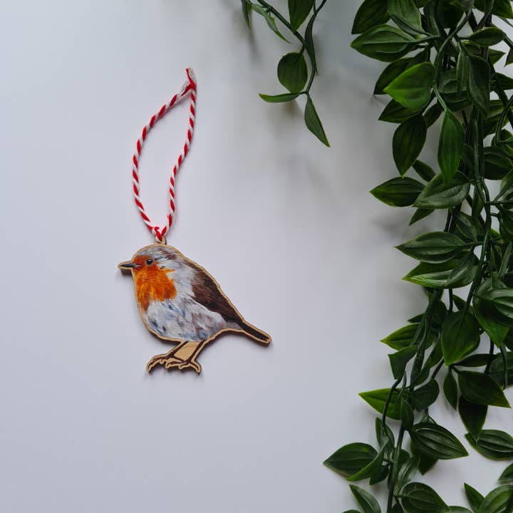 Wooden Robin Decoration for wholesale by Studio Marie Prints