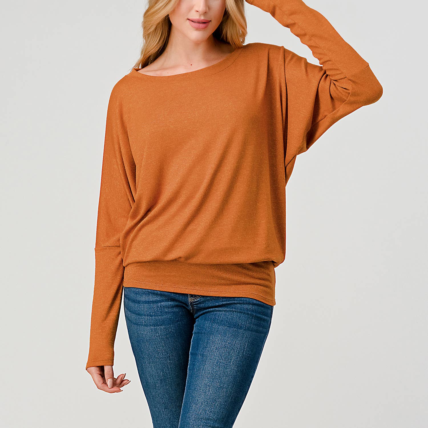 Heimious - Vente Haut en maille – femme - Haut en tricot Hacci à manches longues et col rond à manches Dolman, 270155