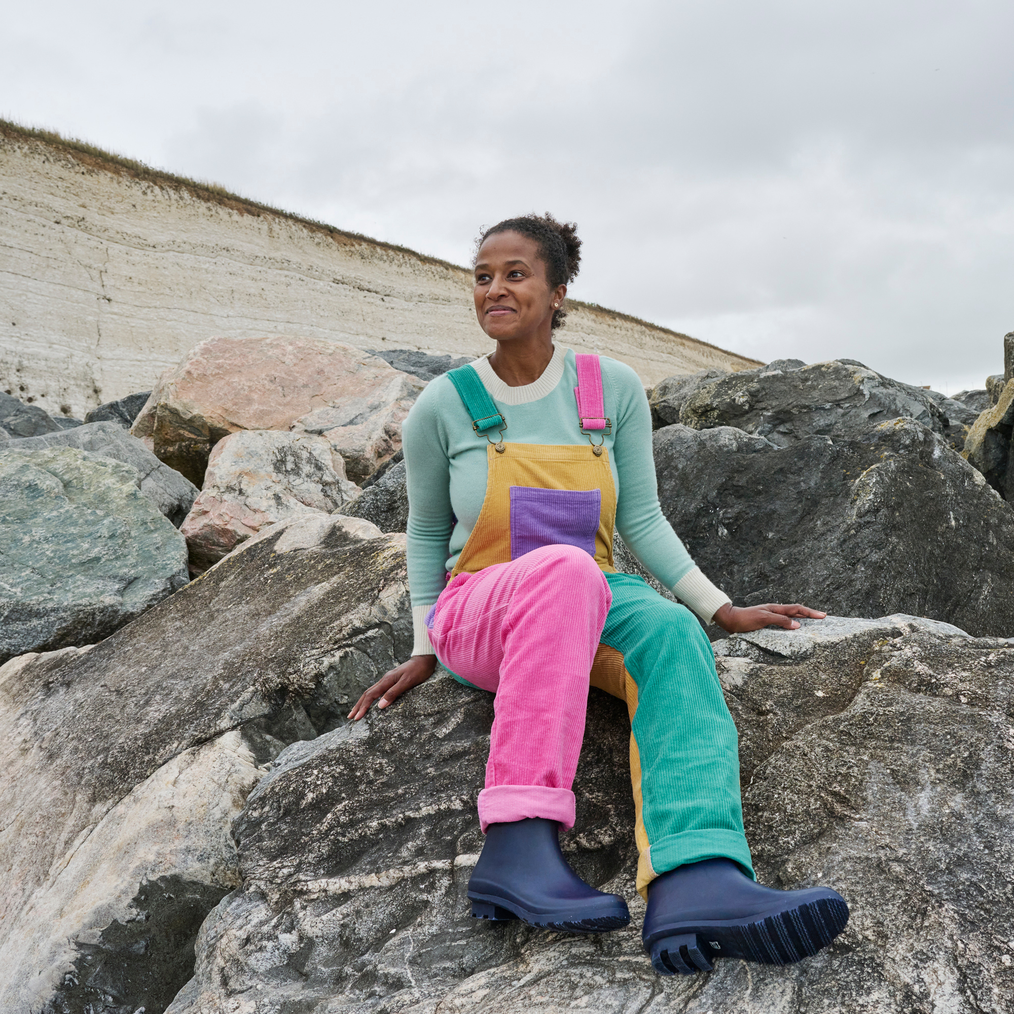 Dotty Dungarees – wholesale Overalls – Women's – Adult Bright Patchwork Corduroy Dungarees1