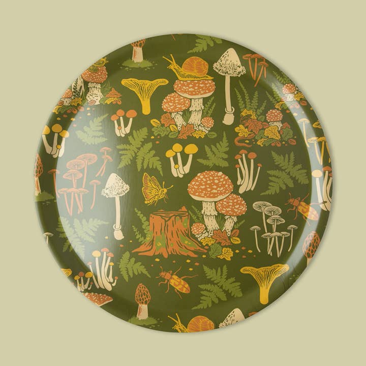 15" Birch Laminate Tray: Mushrooms for wholesale by Mustard Beetle