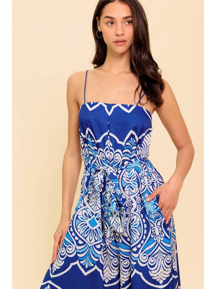 NAVY BLUE A printed woven jumpsuit - IP8831 for wholesale on Faire4