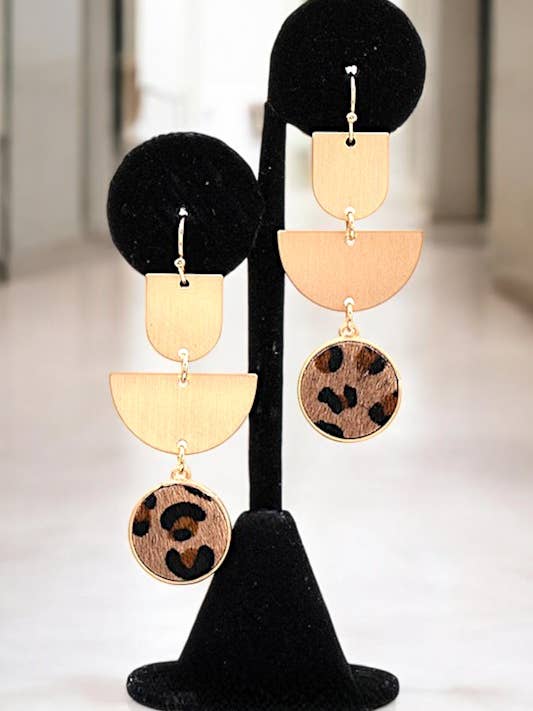 PENDIENTE COLGANTE CON FORMA DE ESLABÓN MÚLTIPLE CON ESTAMPADO ANIMAL 40 para venta al por mayor de anbfashion