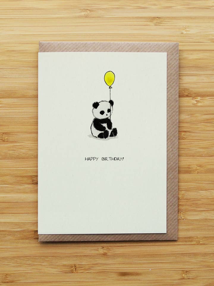 Baby Panda Birthday Card - Newborn - Cute - Recycled Card for wholesale by RossJDesigns