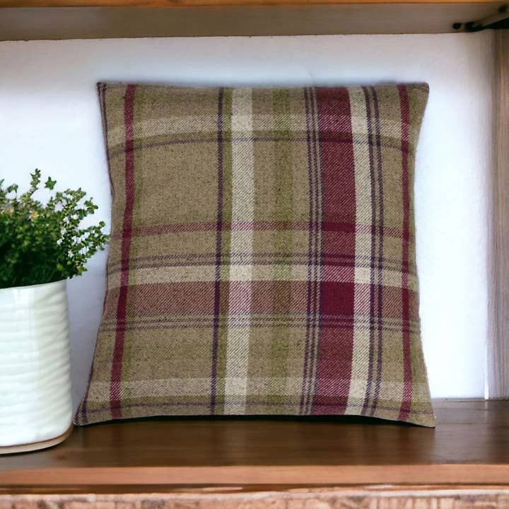 Heather Balmoral Check Wool Touch cushions for wholesale by Moose & Co