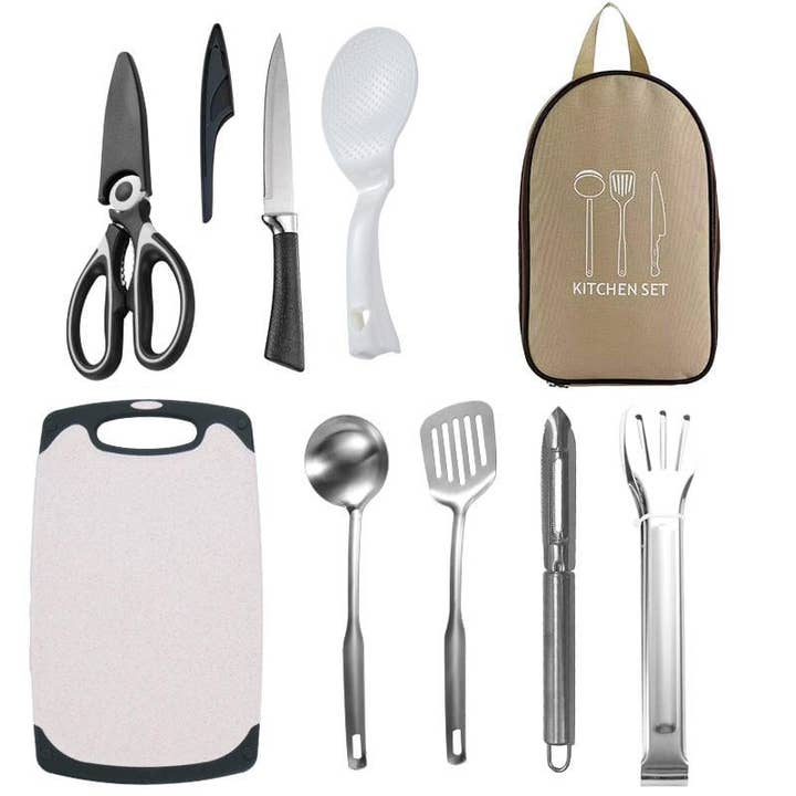 VIGOR - Wholesale Outdoor Grill Tools - Camping Utensil Set Camping Kitchen Set Cookware 11 Pcs Acc