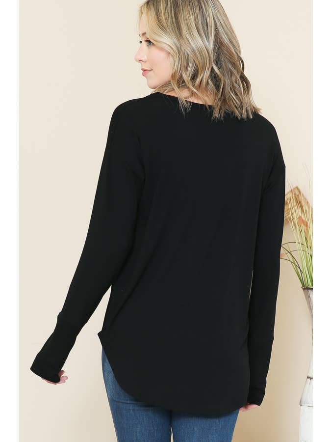 Burgundy Apparel - Wholesale Tunic - Women's - LONG SLEEVE TOP WITH THUMB HOLE4