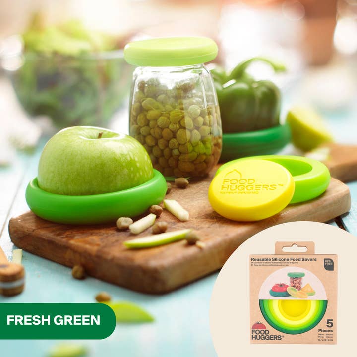 Food Huggers - Wholesale Food Storage Wrap/Bag - Reusable Silicone Food Savers – Fresh Green (Set of 5)11