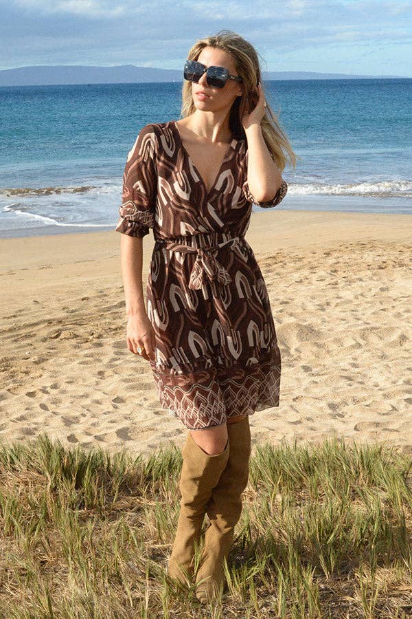 Ambiente - Wholesale Dress - Women's - V-NECK PRINT DRESS - D2023LA0247