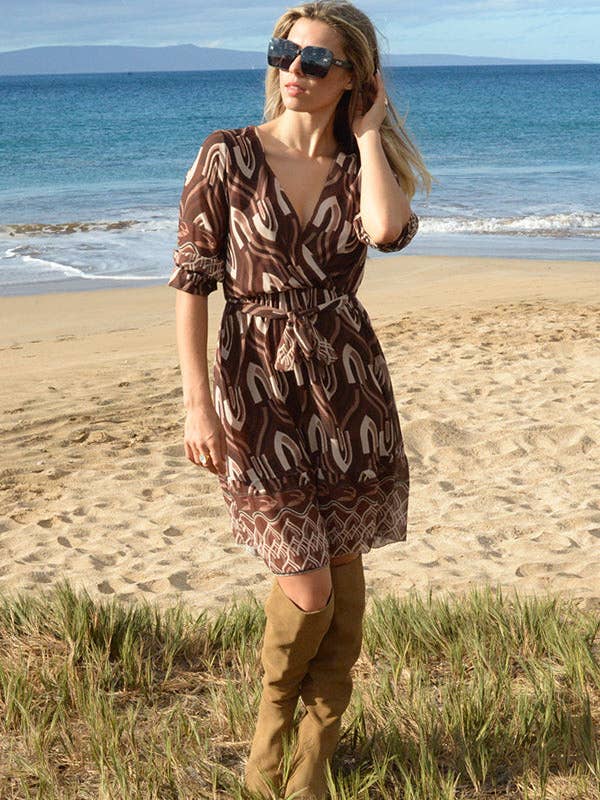 Ambiente - Wholesale Dress - Women's - V-NECK PRINT DRESS - D2023LA0247