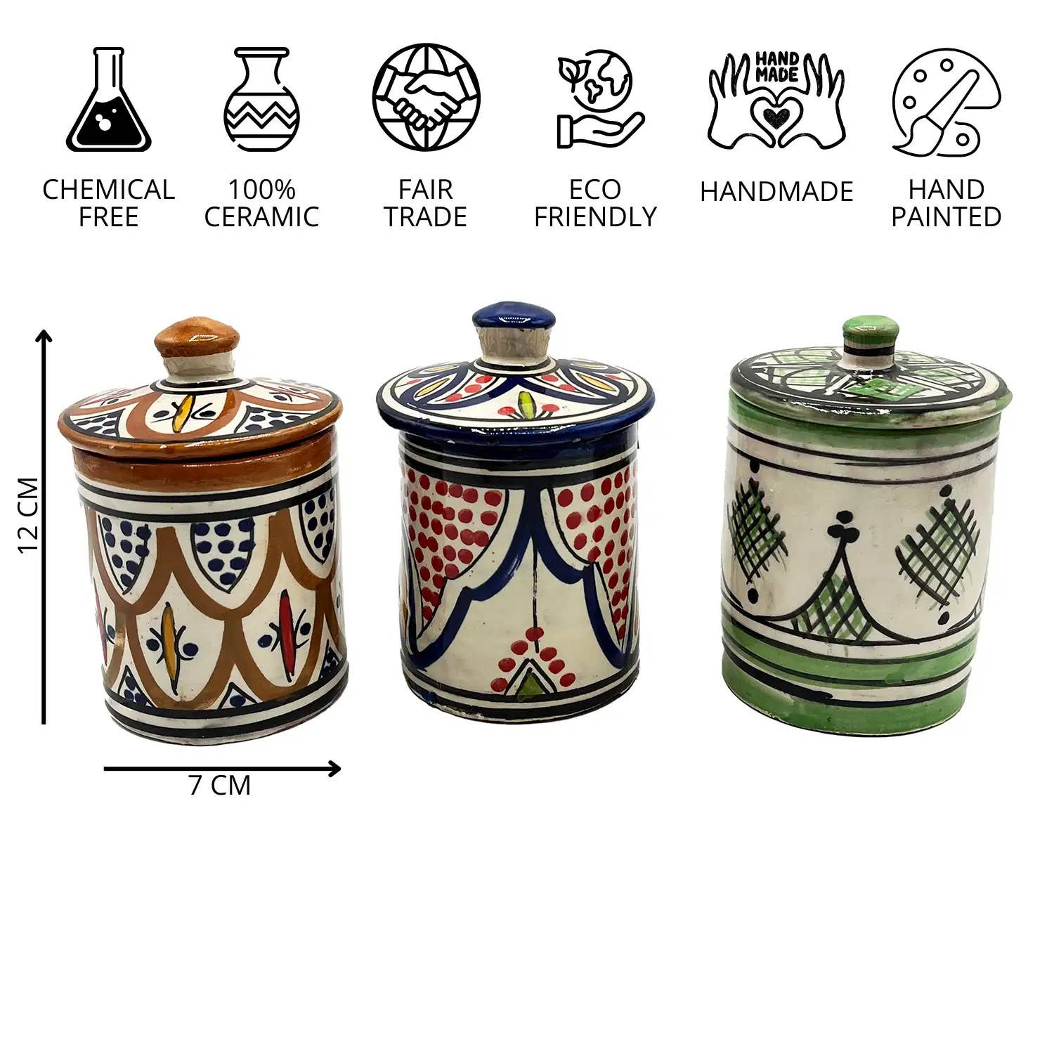 Etnico del Mondo – wholesale Food storage container – Ethnic Spice Container Safi Hand-Painted Ceramic #74
