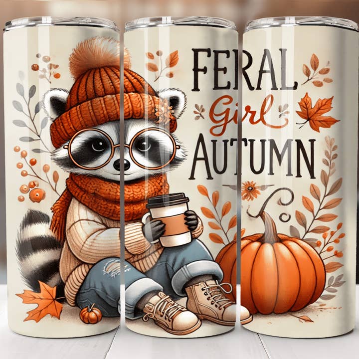 Feral Autumn Girl Skinny Tumbler 20oz for wholesale by JAC Wholesale