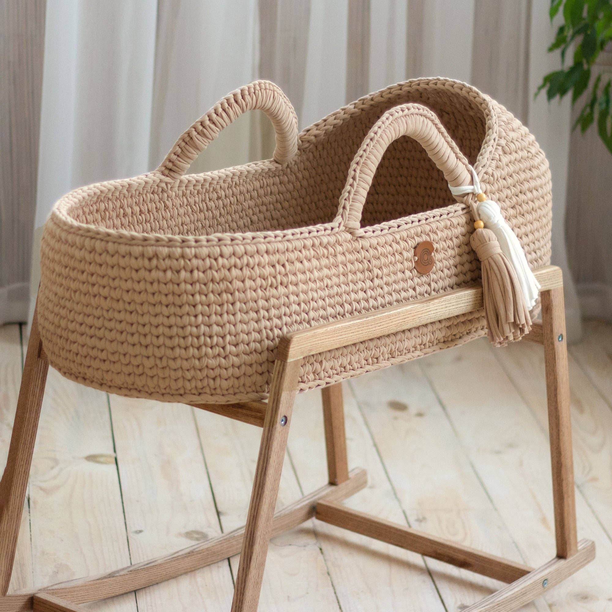 ANZY HOME - Wholesale Bassinet - Baby - Knitted Baby Moses Basket With Round Hood7