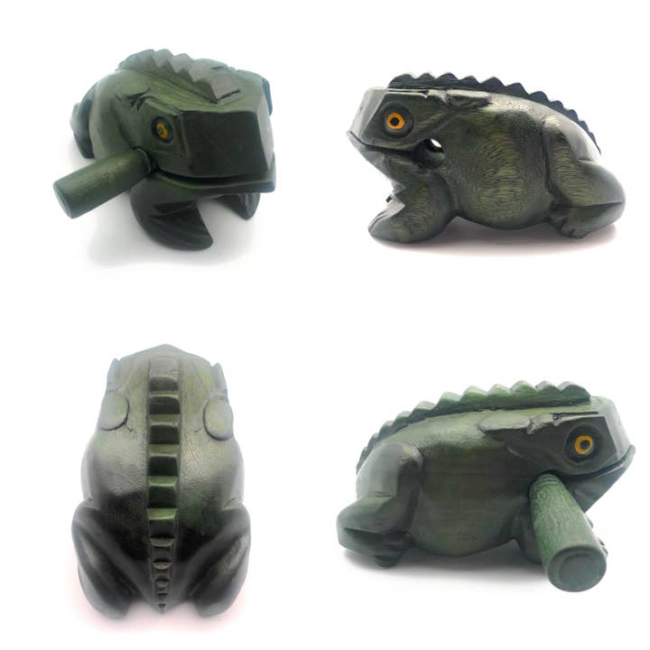 8 inch Green Wooden Croaking Frog Drum for wholesale by A Lost Art