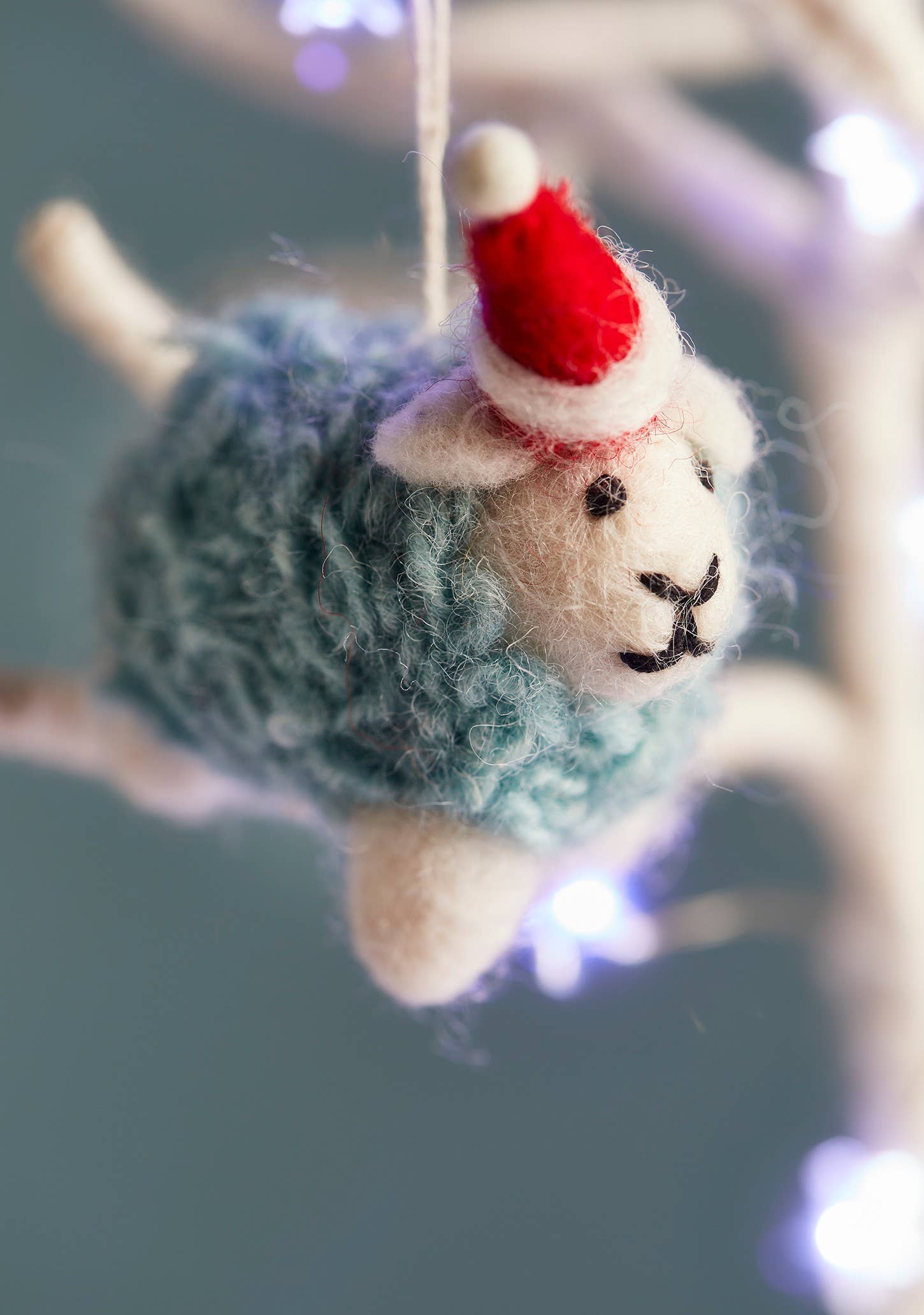 Namaste - Wholesale Christmas Decoration - Woolly Felt Sheep in Santa Hat1