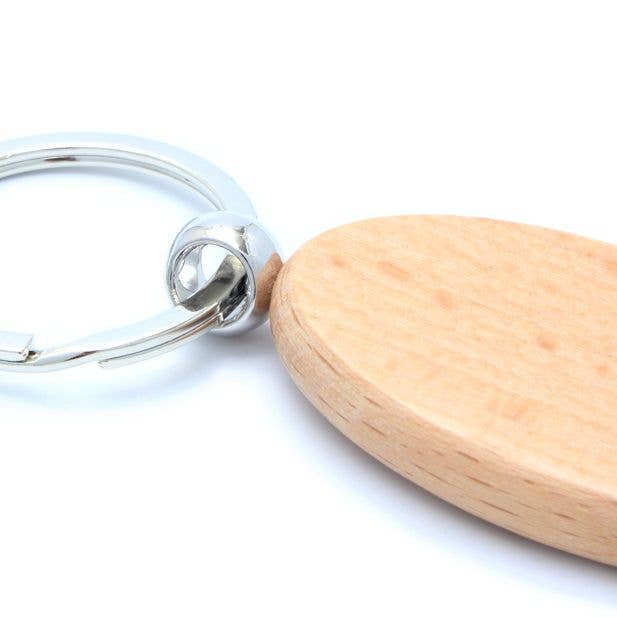 Inca UK – wholesale Keychain – Unisex – Oval Wooden Keyring 5.5X3cm2