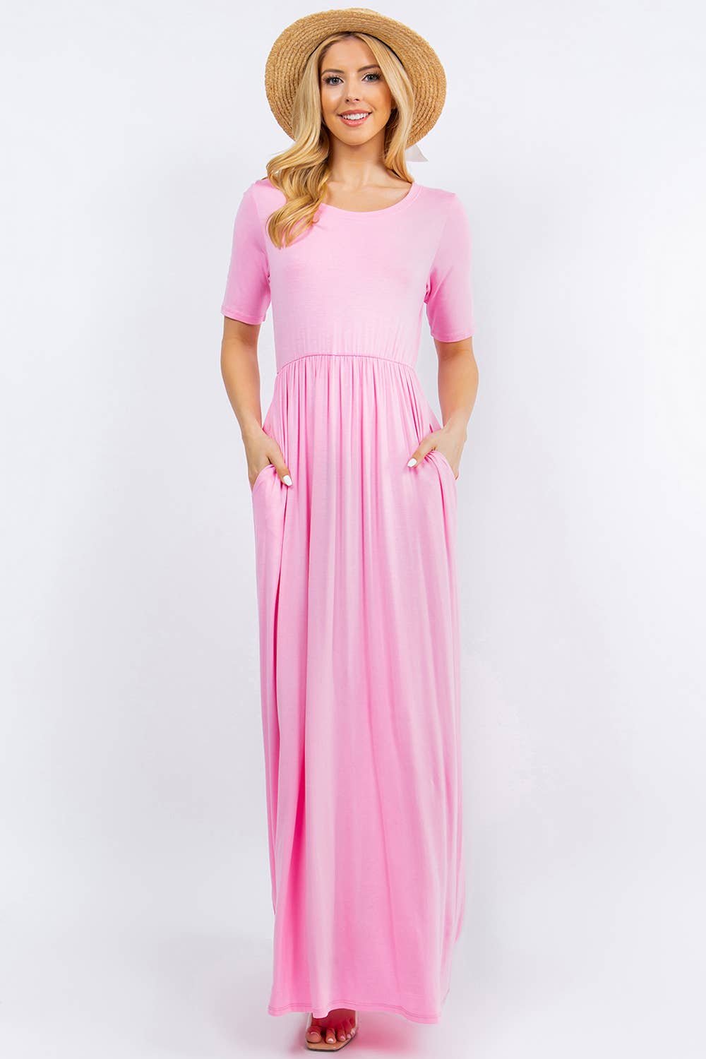 Celeste Clothing - Wholesale Dress - Women's - PLUS SIZE MODEST MAXI DRESS WITH POCKETS -CD23411T-PL19