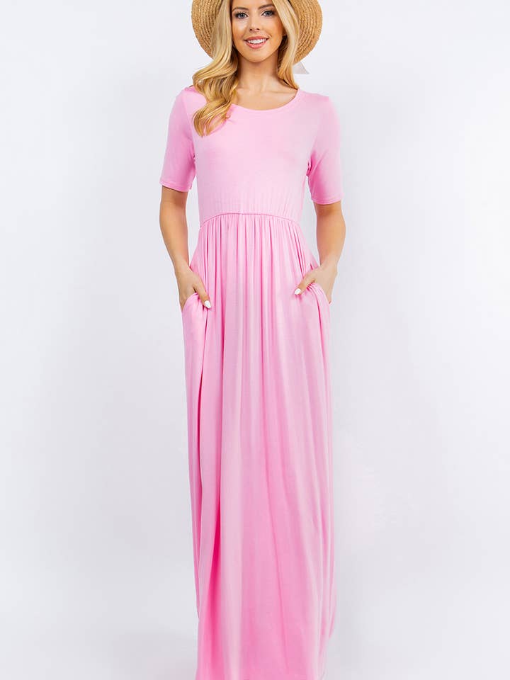 Celeste Clothing - Wholesale Dress - Women's - PLUS SIZE MODEST MAXI DRESS WITH POCKETS -CD23411T-PL19