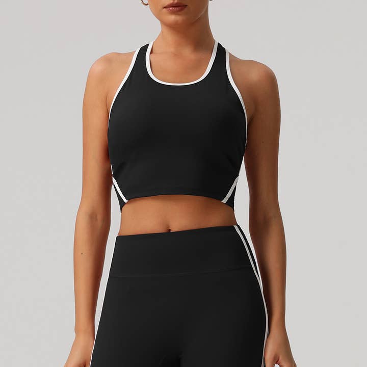 Sodalemon - Wholesale Athletic Top - Women's - Women Color Block Padded I-Back Casual Yoga Sport Tank Top