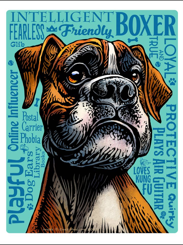 Boxer- 11 x 14 Print- Good Dog A'Mighty series for wholesale by ChetArt