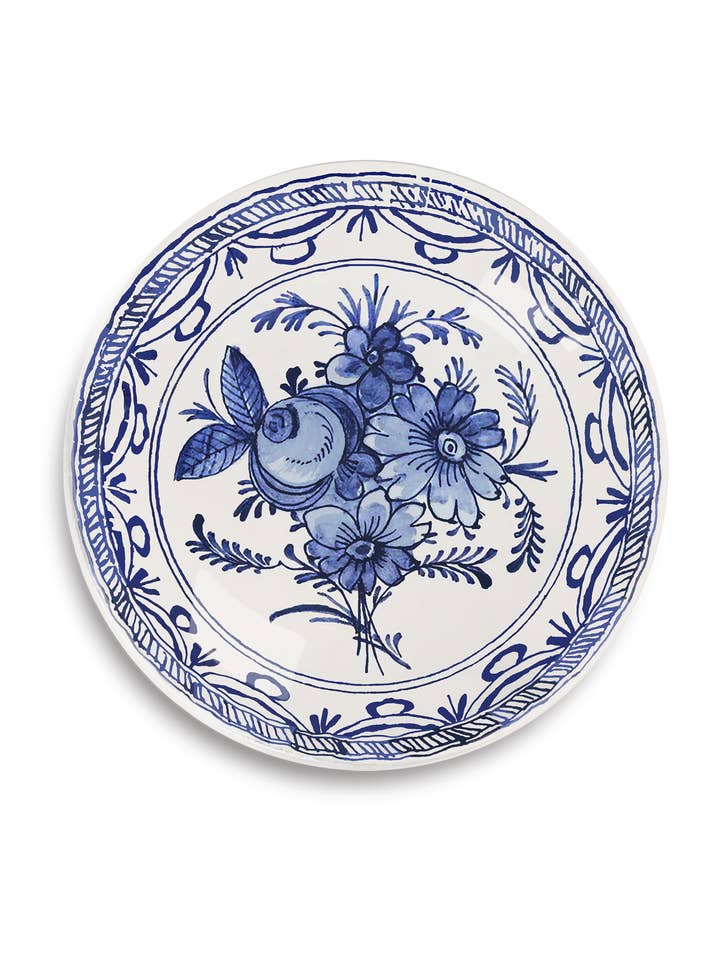 Blue and White Delft #1 Round Decoupage Tray for wholesale by Ben's Garden