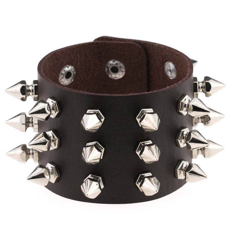 SALINA TRADING INC - Wholesale Bangle Bracelet - Gothic Punk Stud PU Bracelet5