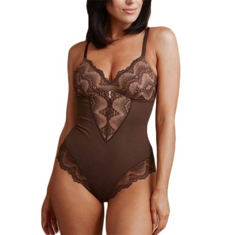 The Lounge Edit - Wholesale Lingerie Bodysuit - Women's - Sexy Lace Tummy Control Bodysuit2