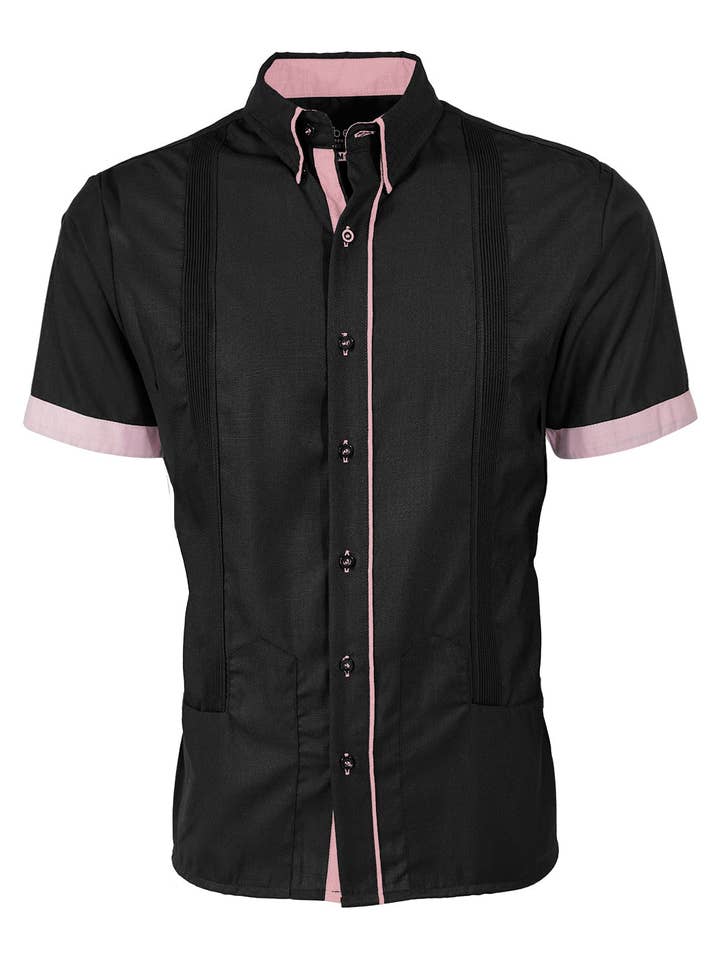 Y.A.Bera Clothing Modern Guayaberas - Wholesale Button Down Shirt - Men's - Couture Black Clásico Norteña Guayabera17