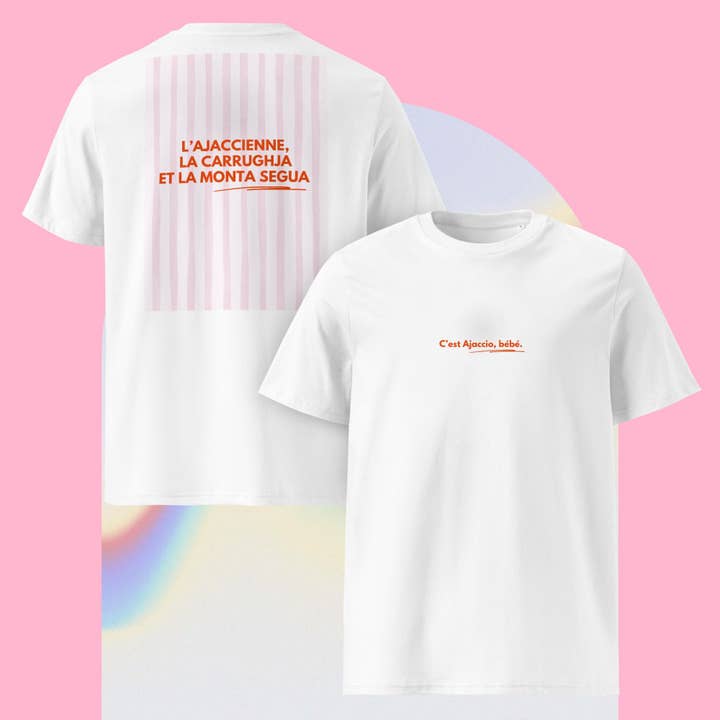 T-shirt L’ajaccienne, the carrughja and the monta Segua for wholesale by Le Monde De Lélia