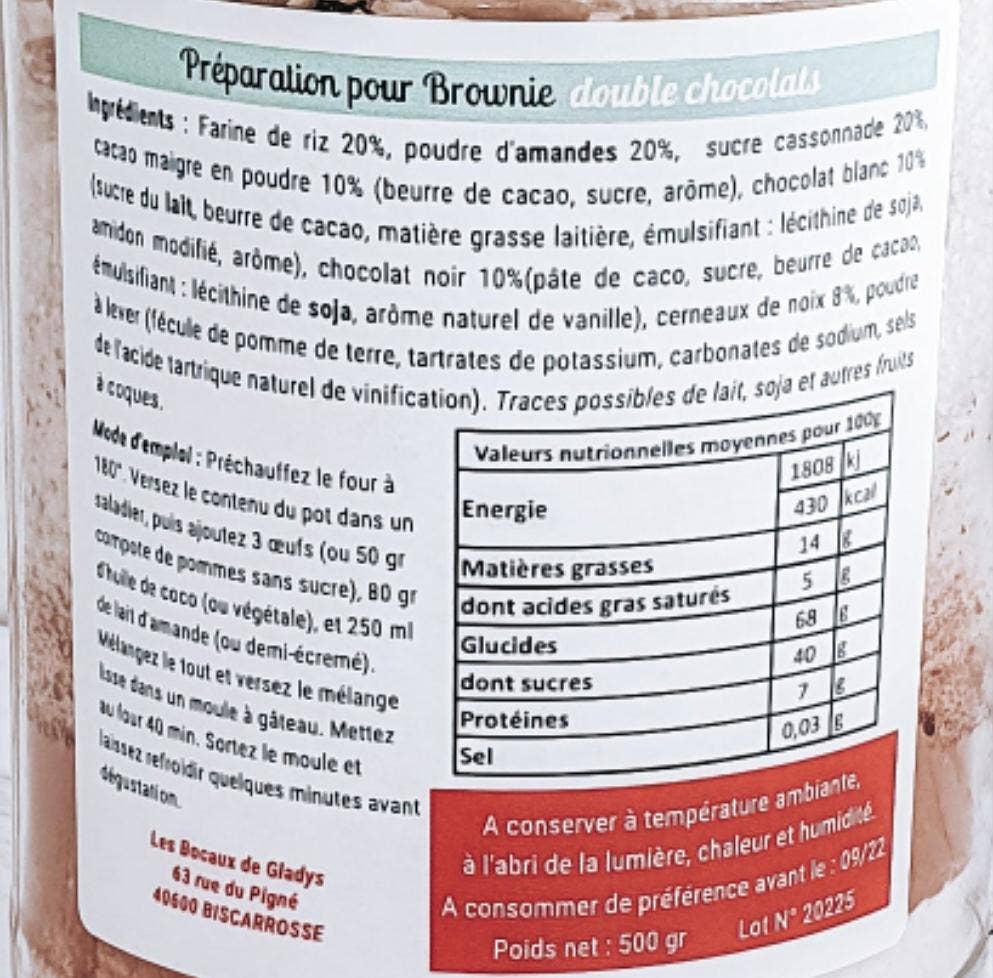 Les Bocaux de Gladys - Wholesale Brownie Mix - Double chocolate brownies - gluten-free3