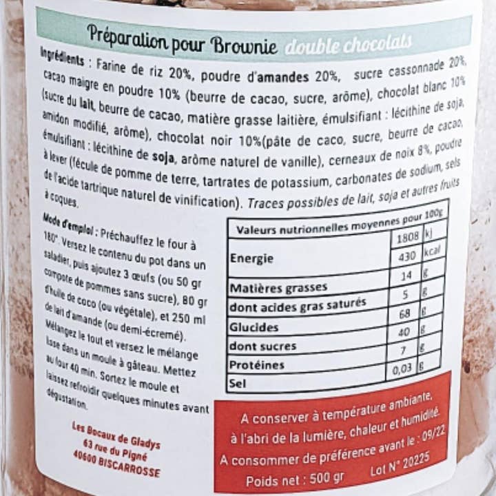 Les Bocaux de Gladys - Wholesale Brownie Mix - Double chocolate brownies - gluten-free3