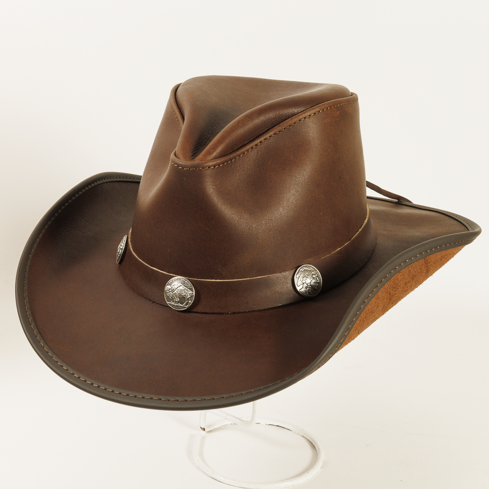 American Hat Makers - Venta al por mayor Sombrero cowboy - Unisex - Sombrero Vaquero de Cuero Genuino con Concho - Estilo Cyclone23