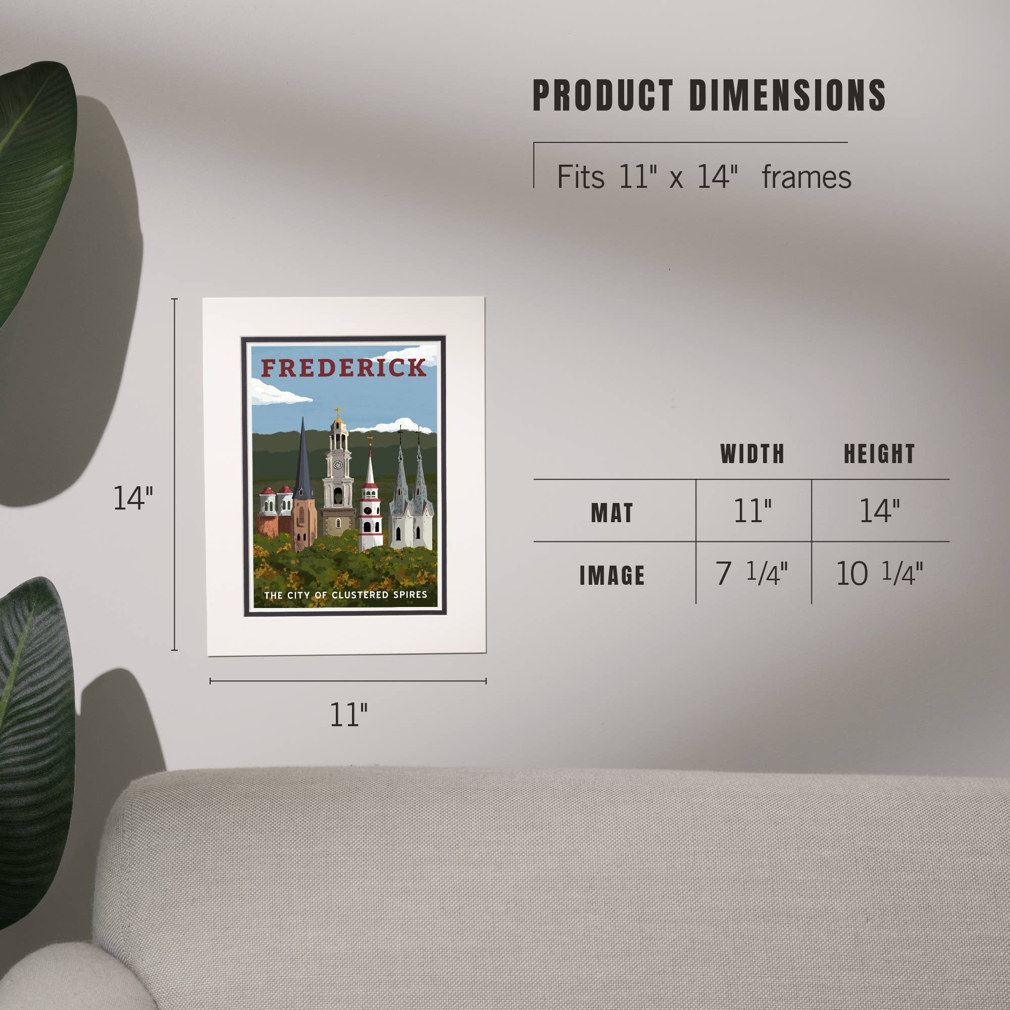 Lantern Press - Vente Affiche d'art - IMPRIMÉS EMMÊLÉS Frederick, M.D., City of Clustered Spires6