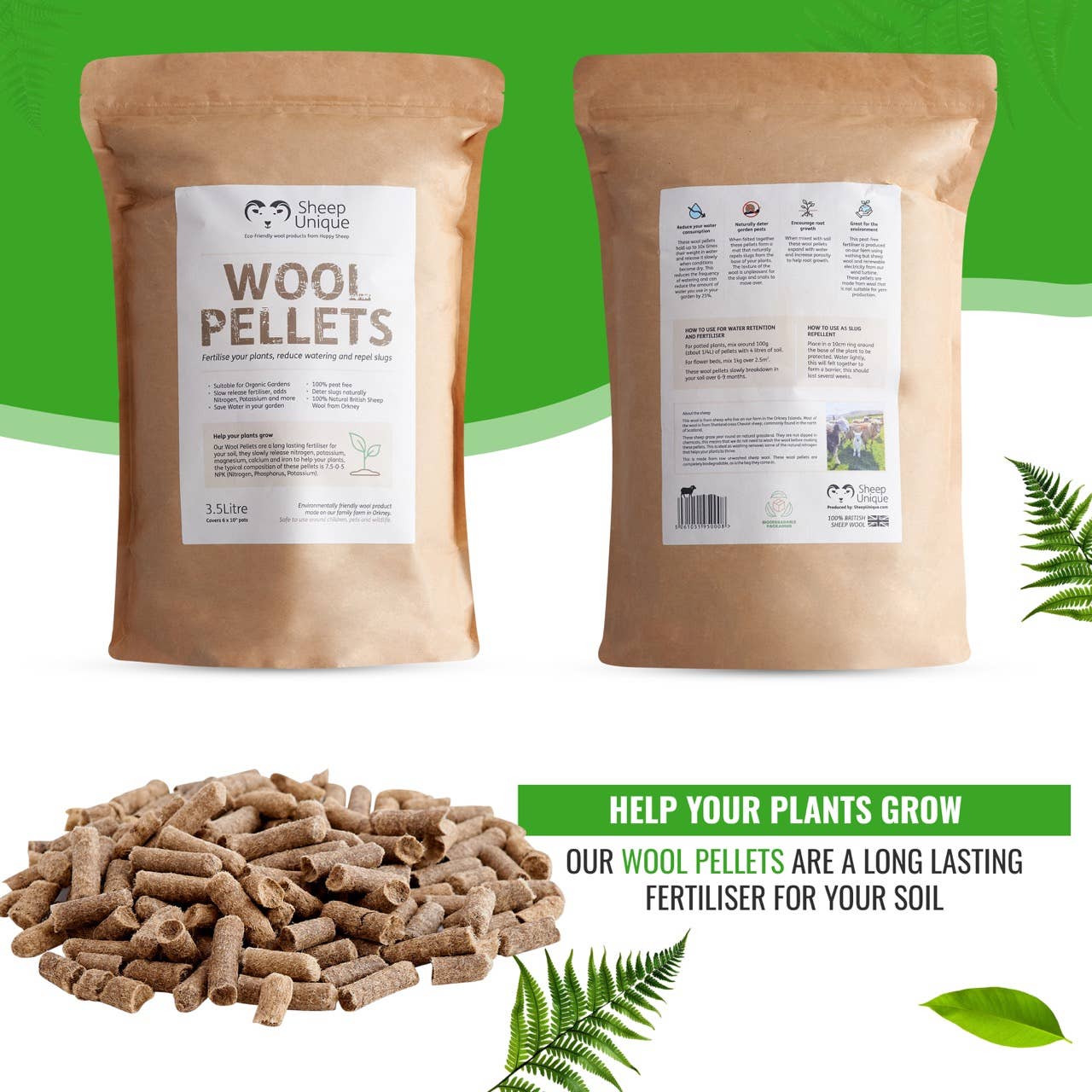 Sheep Unique – wholesale Planting/potting soil – Garden Wool Pellets - Natural Fertiliser Eco, Peat-Free 3.5L9