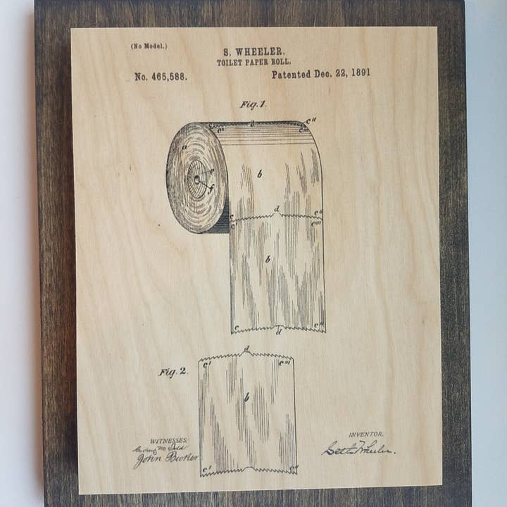 Homespun Goods - Wholesale Art Print - 8x10 Double Mount Wall Art - Patent Toilet Paper Roll