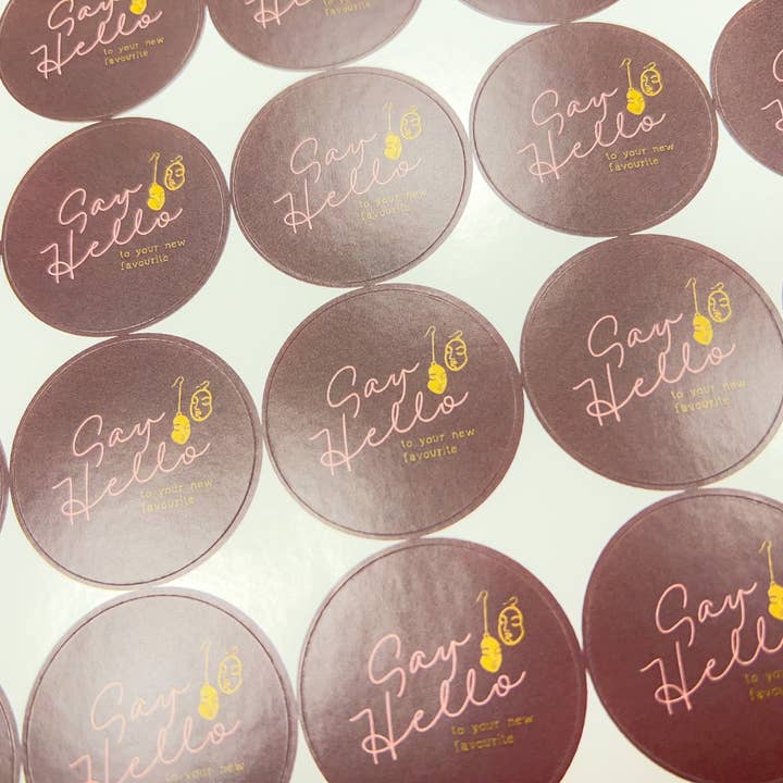 Feuille d'autocollants d'emballage « Say Hello pour la vente par The Small Business Handbook