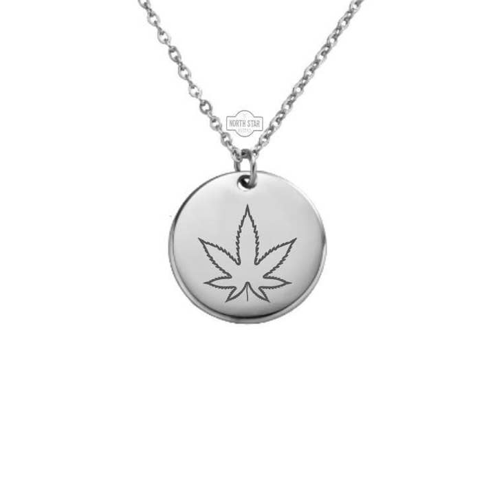 Gold or Silver Cannabis Leaf Necklace with Keychain Option for wholesale by North Star Rustics Too