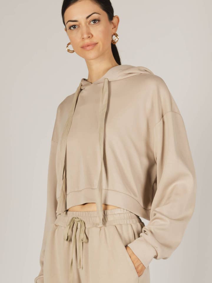 P. CILL - Wholesale Hoodie - Women's - P. CILL Butter Modal Cropped Hoodie Top