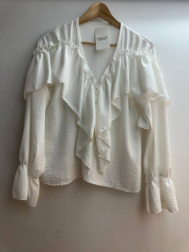 LORIANE - Wholesale Shirt - Women's - 9735U Plain blouse with ruffle