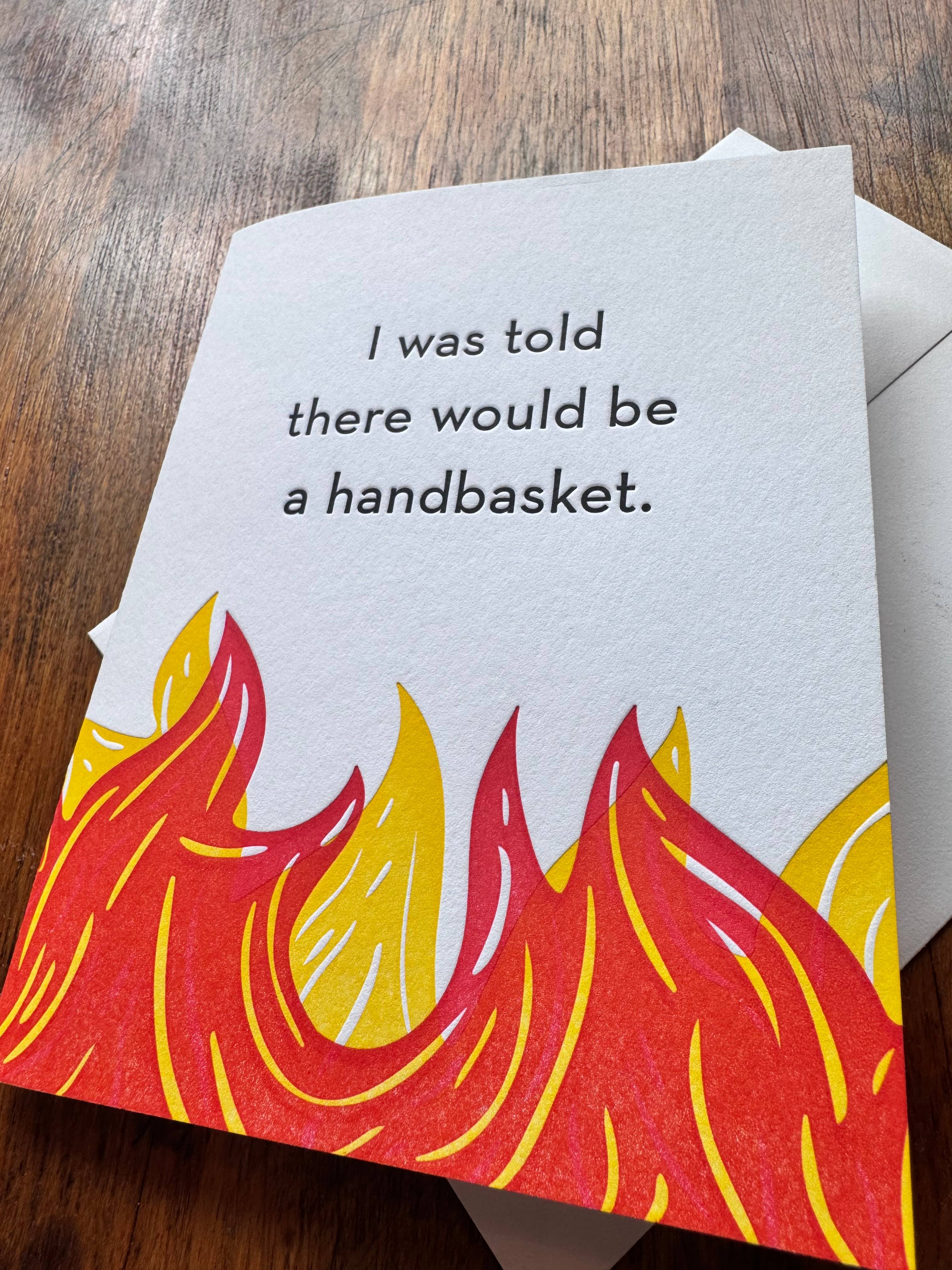 Letterpress PDX - Wholesale Everyday Greeting Card - Hell in a Handbasket Greeting Card1