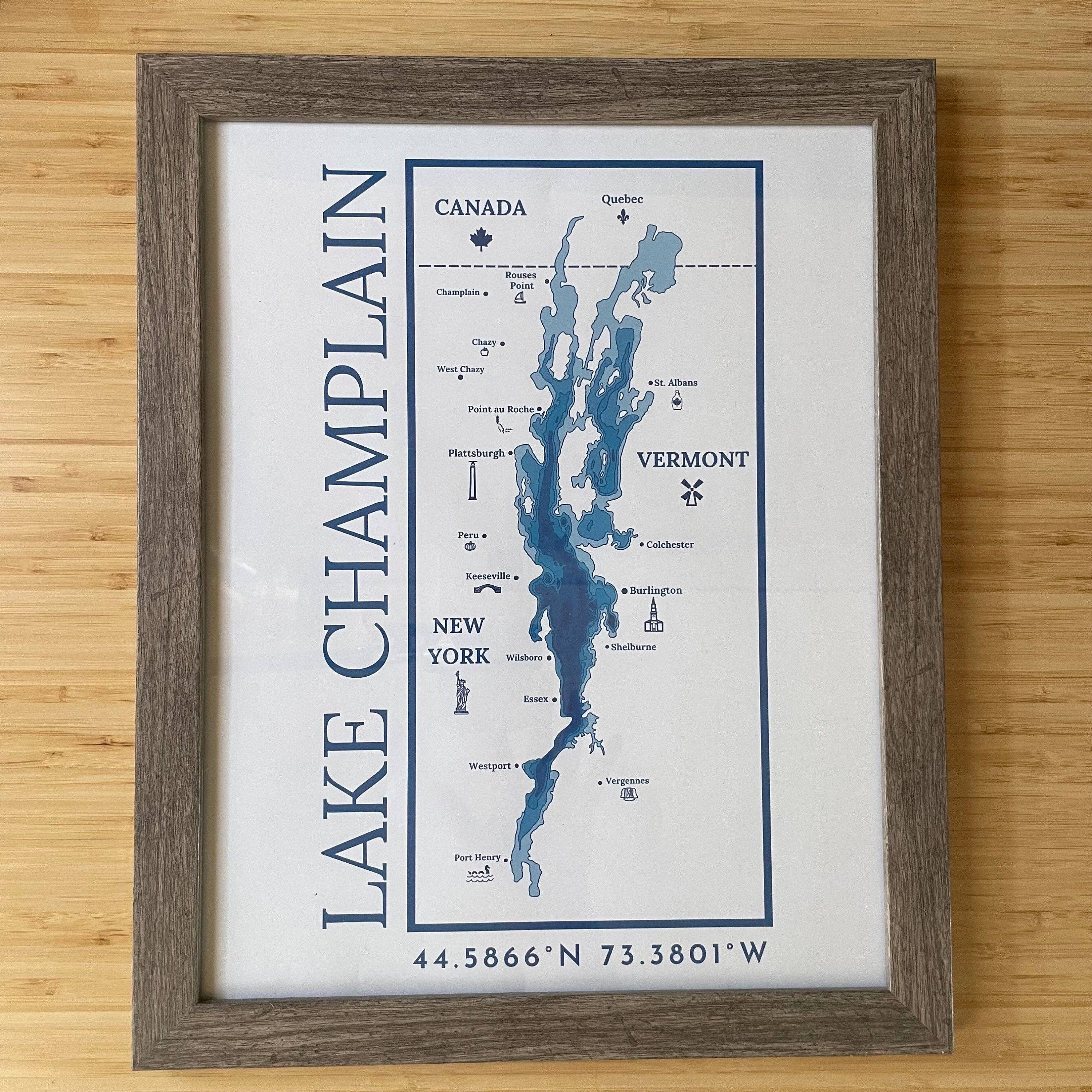 Just Wandering Co. - Wholesale Art Print - Lake Champlain Print Wall Hanging | Plattsburgh, New York | Burlington, Vermont | North Country Gift, Present | Custom Lake |  Upstate NY |6