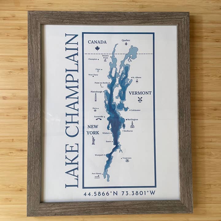 Just Wandering Co. - Wholesale Art Print - Lake Champlain Print Wall Hanging | Plattsburgh, New York | Burlington, Vermont | North Country Gift, Present | Custom Lake | Upstate NY |6